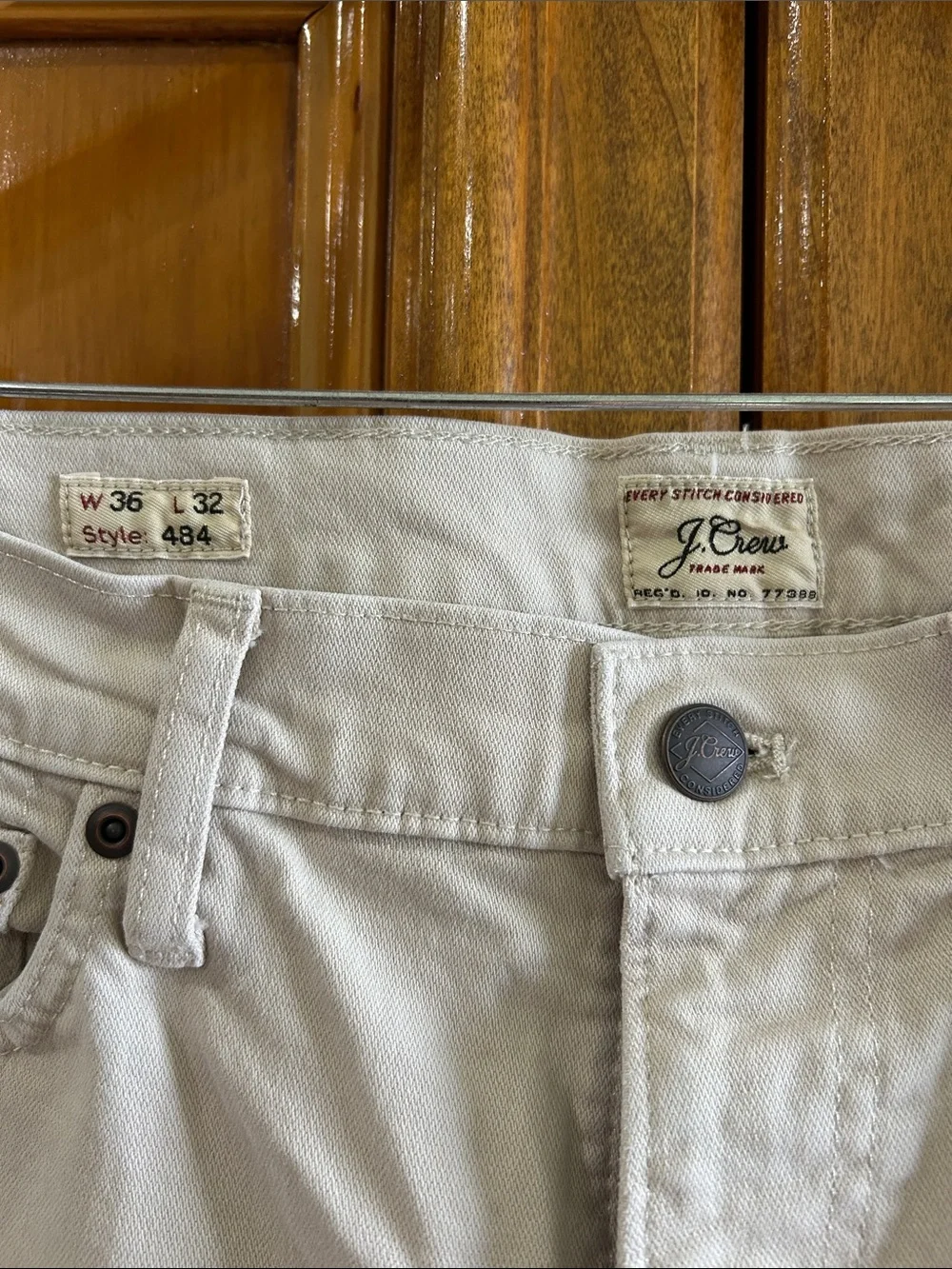J. Crew Men’s Cream Straight-Leg Jeans